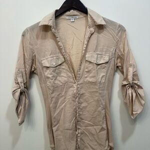 James Perse Neutral Beige Collared Shirt